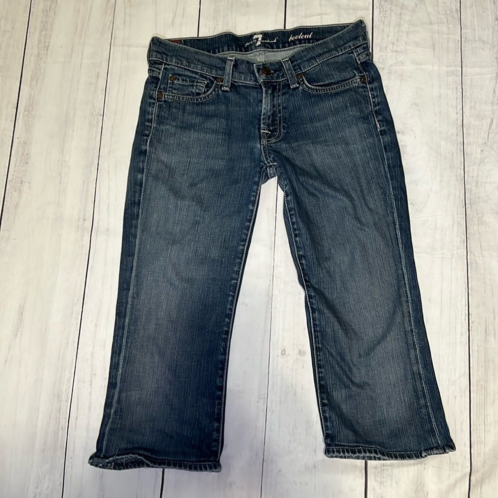 7 For All Mankind Jeans SZ: 26 Blue Denim Bootcut Cut to Shorts